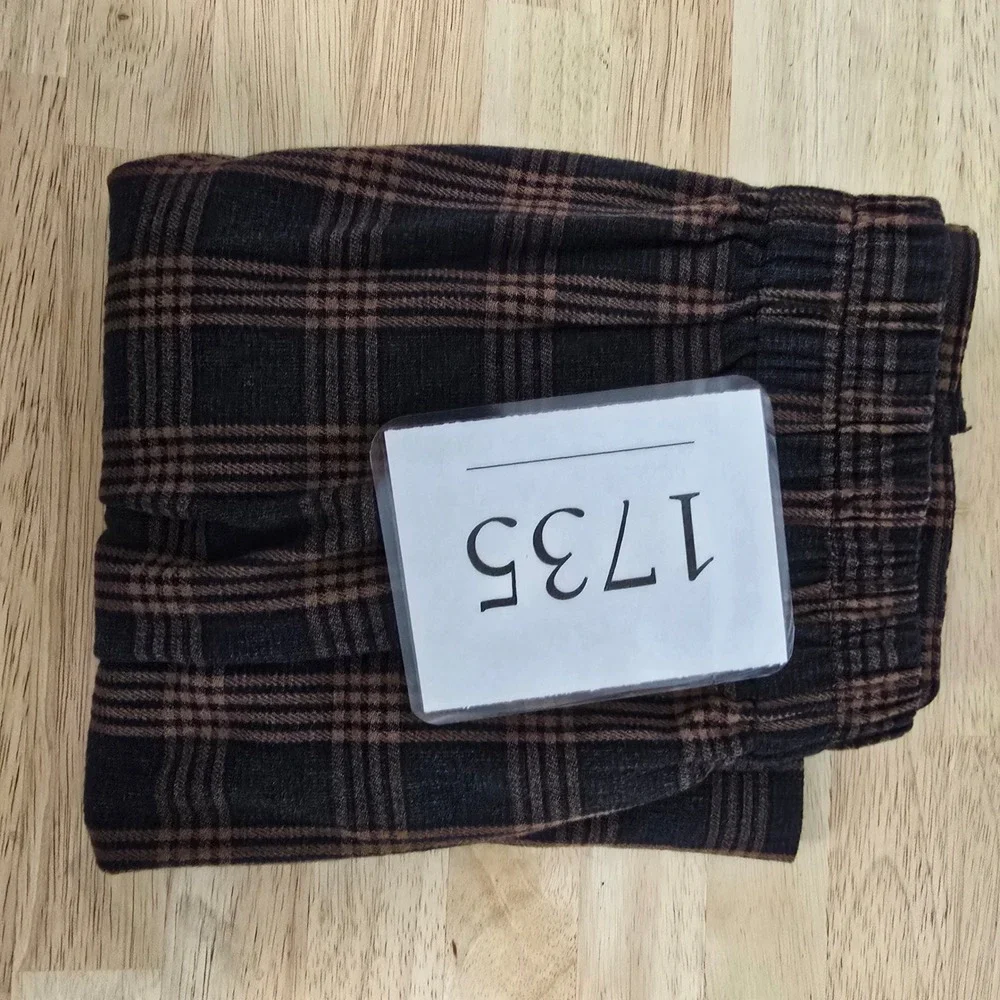 Madewell Womens Brown Black Plaid Double Breasted Mini Skirt Size L Elastic Back
